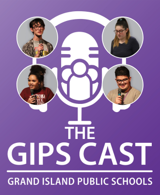  The GIPS Cast podcast logo with headshots of four different GISH student poets